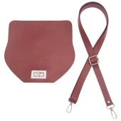 Angel Çanta Aksesuar Suni Deri 21x19 cm Kapaklı ve Ayarlı Saplı Çanta Seti Bordo Renk Gümüş Metalli thumbnail 1