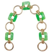 Angel Çanta Aksesuar 38 cm Kare Akrilik Yaylı Halkalı Çanta Zinciri Açık Yeşil Renk Light Gold Metalli thumbnail 1