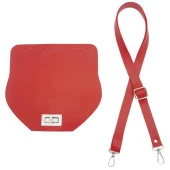 Angel Çanta Aksesuar Suni Deri 21x19 cm Kapaklı ve Ayarlı Saplı Çanta Seti Kırmızı Renk Gümüş Metalli thumbnail 1