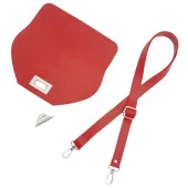 Angel Çanta Aksesuar Suni Deri 21x19 cm Kapaklı ve Ayarlı Saplı Çanta Seti Kırmızı Renk Gümüş Metalli thumbnail 3