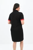 Kadın Büyük Beden Gömlek Yaka Kısa Kollu Elbise 5219-24 - 3