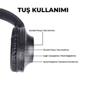 Zore BT850 Ayarlanabilir ve Katlanabilir 90 Derece Dönebilen Kulak Üstü Bluetooth Kulaklık - 7