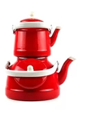 Alev Vintage Emaye Çaydanlık Takımı - Emaye Demlik Takımı - Mega Boy - 2.5 ve 1.0 Litre - 2