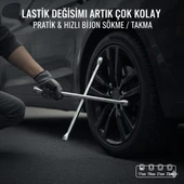 Space Güçlendirilmiş Çelik 4'lü Bijon Anahtarı Paslanmaz Krom Kaplama thumbnail 2