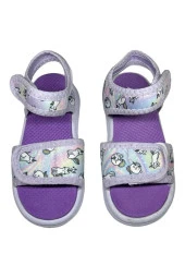 Kedi Baskılı Lila Çocuk Sandalet - 3