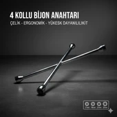 Space Güçlendirilmiş Çelik 4'lü Bijon Anahtarı Paslanmaz Krom Kaplama thumbnail 1