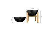 Bitki Tasarımı Ev Dekorasyon Siyah Üzeri Gold Mermer Efektli Aranjman Sunumluk Toprak Saksı Ayaksız Ve 3 Ayaklı İkili Set 20 Cm Çap thumbnail 2