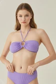 Lila Reps Boyundan Bağlamalı Tek Üst Bikini thumbnail 1