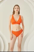 Turuncu Reps Üçgen Tek Üst Bikini thumbnail 5