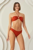 Kiremit Reps Boyundan Bağlamalı Tek Üst Bikini thumbnail 4