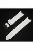 19mm Swatch Uyumlu Chrono Model Slikon Saat Kordonu - BEYAZ thumbnail 1