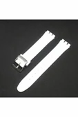 17mm Swatch Uyumlu Chrono Model Slikon Saat Kordonu - BEYAZ - 1