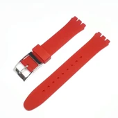 17mm Swatch Uyumlu Chrono Model Slikon Saat Kordonu - KIRMIZI thumbnail 1