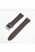 19mm Swatch Uyumlu Chrono Model Slikon Saat Kordonu - KAHVE - 1