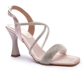 Feles Kadeh Topuk Ortapedik Kalın Bant Taşlı Abiye Kadın Topuklu Ayakkabı thumbnail 4