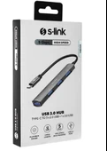 S-link SW-U324 3-USB2.0, 1-USB3.0 Type-C Metal USB Hub thumbnail 2