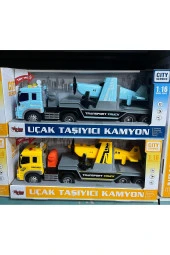 Sürtmeli Sesli Işıklı Mavi Renk Uçak Taşıyan Tır - 1