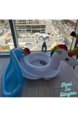 Gölgelikli Beyaz Renk Unicorn Bebek Deniz Simidi, Bebek Havuz Simidi, 0-4 Yaş 85cm - 3