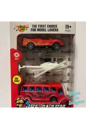 İtfaiye Araç Seti Araba Helikopter ve Minibüs 3 Lü Çek Bırak Araç Set- Mavi Su Dünyası - 1