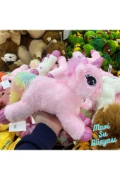 Peluş Yatan Unicorn Pembe Renk 37 Cm - Mavi Su Dünyası - 1