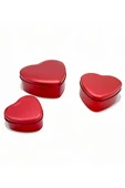 Metal Kırmızı Kutu 3 lü 13 Cm Sevgililer Günü Özel - Mavi Su Dünyası - 3