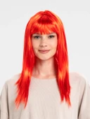 Kırmızı Renk Uzun Düz Parti Peruğu thumbnail 1