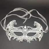 Beyaz Renk Dantel Kesim Dantel İşlemeli Balo Parti Maskesi 1 No thumbnail 1