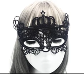 Siyah Renk Dantel Kesim Dantel İşlemeli Balo Parti Maskesi 9 No thumbnail 1