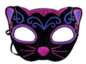 Siyah Kadife Kaplama Üzeri Pembe Mavi Sim İşlemeli Kedi Maskesi 20x13 cm thumbnail 1