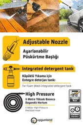 Sgs Plus Profesyonel 150 Bar 1800 Watt Yüksek Basınçlı Bahçe ve Oto Yıkama Makinesi - Yeni thumbnail 2