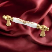 Pepuza Gerçek Porselen Altın Gold 128 mm Mobilya Mutfak Kulp Çekmece Dolap Kulplar Kulpu Kulbu thumbnail 8