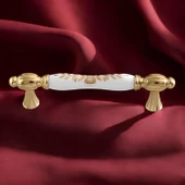 Pepuza Gerçek Porselen Altın Gold 128 mm Mobilya Mutfak Kulp Çekmece Dolap Kulplar Kulpu Kulbu thumbnail 5
