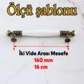 Gordion Gerçek Porselen Eskitme Antik Beyaz 160 mm Mobilya Mutfak Dolabı Dolap Kulpu Kulbu Kulpları - 2