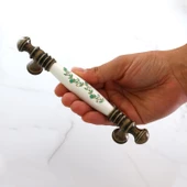 Gordion Gerçek Porselen Eskitme Antik Beyaz 128 mm Mobilya Mutfak Dolabı Dolap Kulpu Kulbu Kulpları - 3