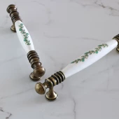 Gordion Gerçek Porselen Eskitme Antik Beyaz 128 mm Mobilya Mutfak Dolabı Dolap Kulpu Kulbu Kulpları - 5