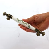 Gordion Gerçek Porselen Eskitme Antik Beyaz 160 mm Mobilya Mutfak Dolabı Dolap Kulpu Kulbu Kulpları - 3