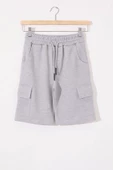 Gri Kargo Cepli Erkek Çocuk Beli Lastikli Şort 18800 - 1