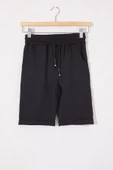 Siyah Erkek Çocuk Beli Lastikli Basic Şort 18802 - 1