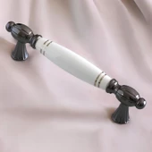 Mira Gerçek Porselen Beyaz Füme Çizgili 128 mm Mobilya Mutfak Kulp Çekmece Dolap Kulplar Kulpu Kulbu thumbnail 8