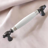 Mira Gerçek Porselen Beyaz Füme Çizgili 160 mm Mobilya Mutfak Kulp Çekmece Dolap Kulplar Kulpu Kulbu thumbnail 7