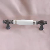 Mira Gerçek Porselen Beyaz Füme Çizgili 128 mm Mobilya Mutfak Kulp Çekmece Dolap Kulplar Kulpu Kulbu thumbnail 4