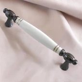 Mira Gerçek Porselen Beyaz Füme Çizgili 160 mm Mobilya Mutfak Kulp Çekmece Dolap Kulplar Kulpu Kulbu thumbnail 8