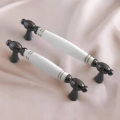 Mira Gerçek Porselen Beyaz Füme Çizgili 160 mm Mobilya Mutfak Kulp Çekmece Dolap Kulplar Kulpu Kulbu thumbnail 5