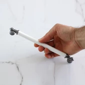 Amos Gerçek Porselen Beyaz Füme 192 mm Mobilya Mutfak Kulp Çekmece Dolap Kulplar Kulpu Kulbu - 3