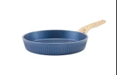 26 cm Febern Premium Bio Granit Alüminyum Döküm Nisch Tava (Klasik Mavi-Açık Ahşap Kulp) - 3