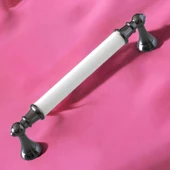 Amos Gerçek Porselen Beyaz Füme 128 mm Mobilya Mutfak Kulp Çekmece Dolap Kulplar Kulpu Kulbu thumbnail 6