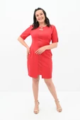 Kadın Büyük Beden Kısa Kollu Yaka Detaylı Elbise 5213-24 - 7