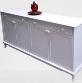 Konsol Klasik Model Tv Sehpa 90386 Ahşap MDF Parlak Beyaz Boya El Yapım - 2