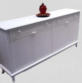 Konsol Klasik Model Tv Sehpa 90386 Ahşap MDF Parlak Beyaz Boya El Yapım - 3