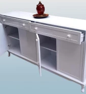 Konsol Klasik Model Tv Sehpa 90386 Ahşap MDF Parlak Beyaz Boya El Yapım - 4